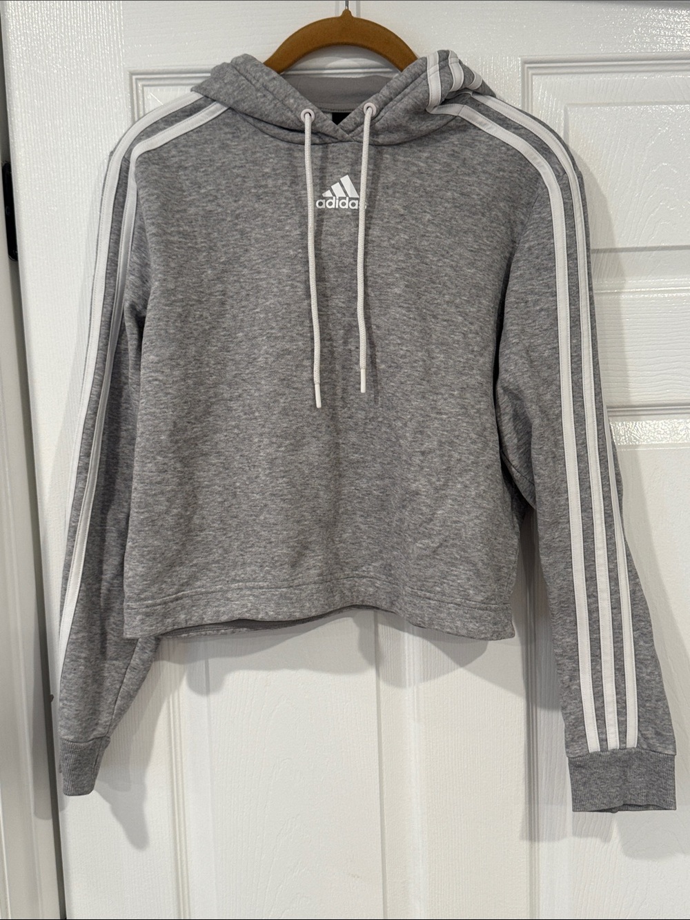 adidas Gray Cropped Hooded Sweatshirt